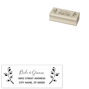 Tampons Encreurs Mariage Floral simple Adresse de retour Timbre en 