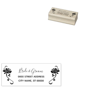 Tampons Encreurs Mariage Floral simple Adresse de retour Timbre en 