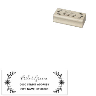 Tampons Encreurs Mariage Floral simple Adresse de retour Timbre en 