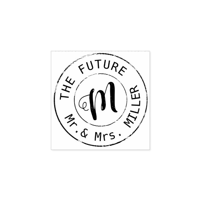Tampons Encreurs mariage marié cercle de nom de famille Monogram (Impression)