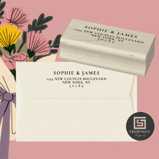 Tampons Encreurs Mariage minimaliste Adresse de retour Timbre en ca