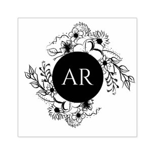 Tampons Encreurs Mariage Monogramme Floral Rustique