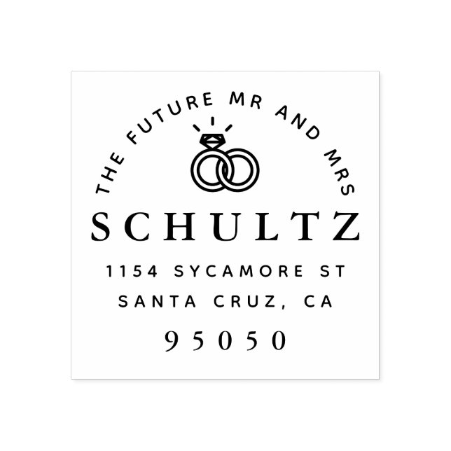 Tampons Encreurs Mariage Rings The Future M & Mme Retour Adresse (Impression)