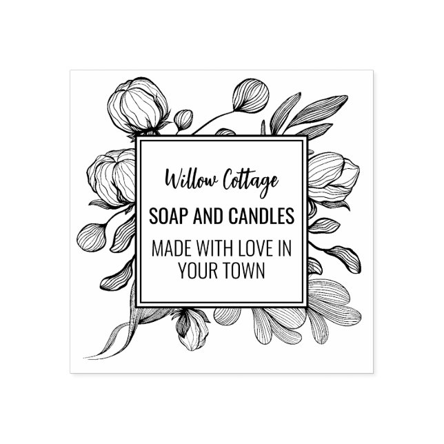 Tampons Encreurs Marque Florale Faite Avec Amour (Impression)