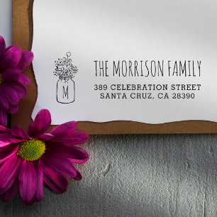 Tampons Encreurs Mason Jar Monogram Nom de famille Adresse de retou