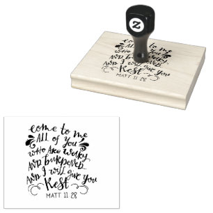 Tampons Encreurs Matthieu 11:28 Typographie Bible Verse pour Christ