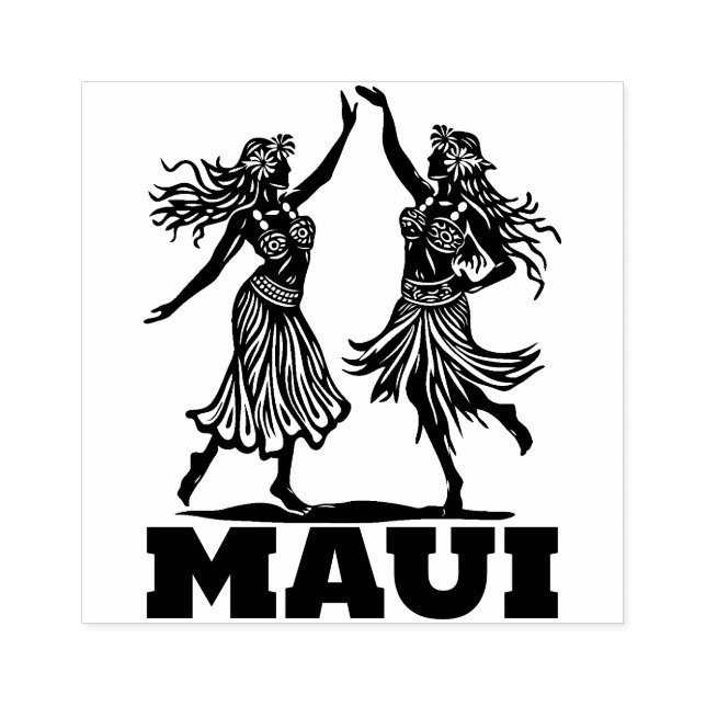Tampons Encreurs Maui Beau Hawaiian Hula Dancer Timbre en caoutchou (Impression)