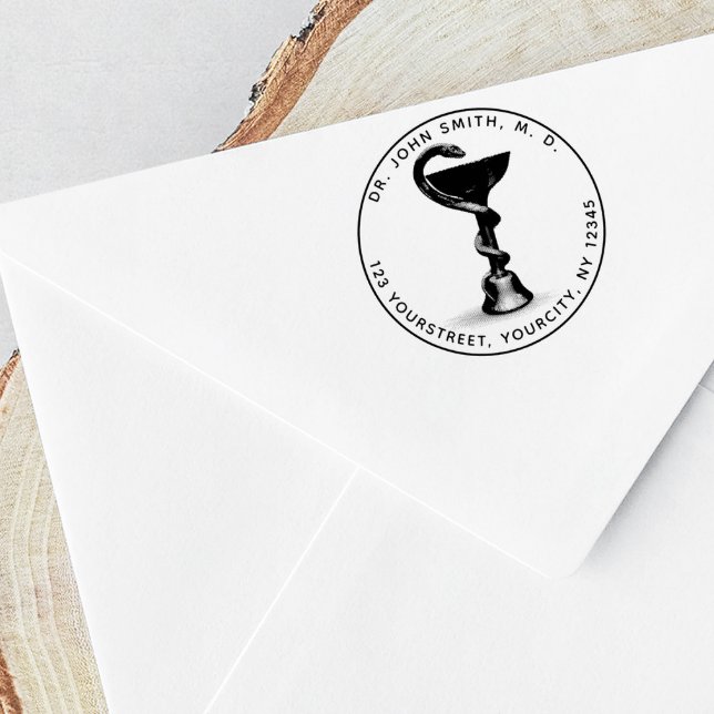 Tampons Encreurs Médicale Snake Bowl Hygieia Round Return Adresse (Créateur téléchargé)