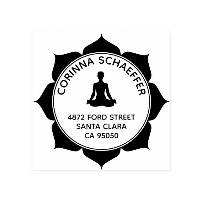 Tampons Encreurs Méditation Lotus Round Retour Adresse Timbre en ca (Impression)