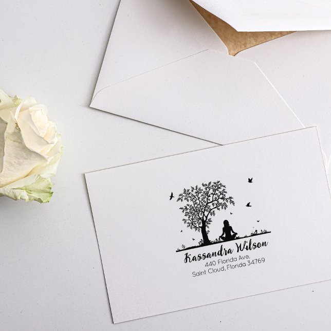 Tampons Encreurs Méditation Yoga, Arbre Adresse de retour (Créateur téléchargé)