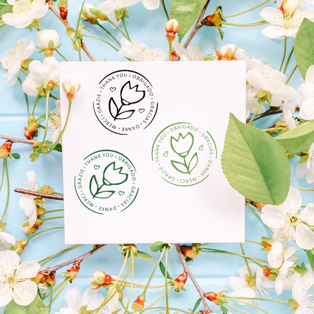 Tampons Encreurs Merci multilingue, Fleur mignonne pour petites ent (Créateur téléchargé)