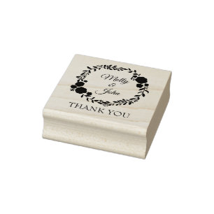 Tampons Encreurs Merci Rustique Monogramme Wreath Mariage personnal