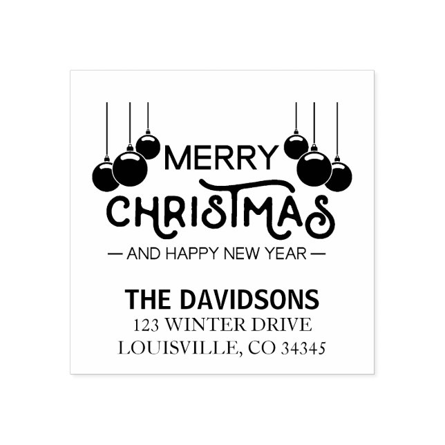 Tampons Encreurs Merry Christmas and Happy New Year Typografy (Impression)