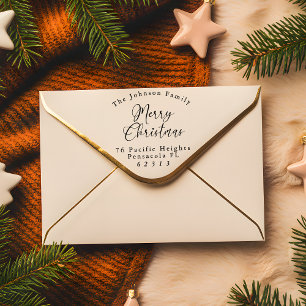 Tampons Encreurs MERRY CHRISTMAS Courbé Texte Nom et adresse de fam