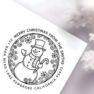 Tampons Encreurs MERRY CHRISTMAS Snowman Nom de famille Adresse de