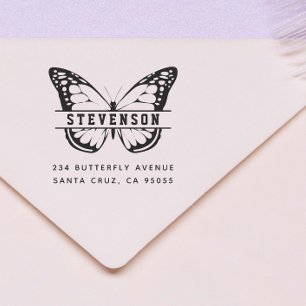 Tampons Encreurs Mete Modern Butterfly Nom Adresse de retour