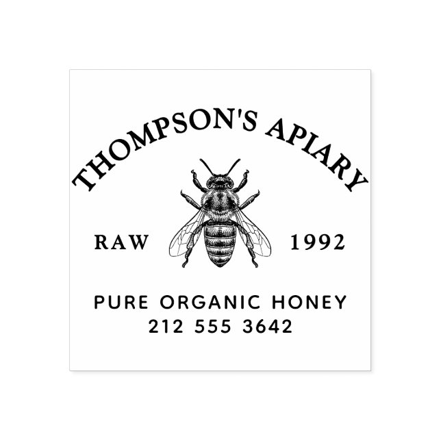 Tampons Encreurs Miel Abeille Vintage Nom de Famille  (Impression)