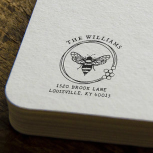 Tampons Encreurs Miel Bee Nom de famille Vintage et adresse de re