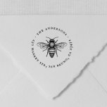 Tampons Encreurs Miel Bee | Nom de famille Vintage et adresse de re<br><div class="desc">Un design simple et élégant avec une illustration vintage d'abeille miel encadrée par votre adresse de retour en typographie incurvée. Ces timbres sont parfaits pour les mariages, les anniversaires, les baby showers et le courrier quotidien ! Cliquez sur "Personnaliser" et éditez le texte dans les zones de modèle pour personnaliser....</div>