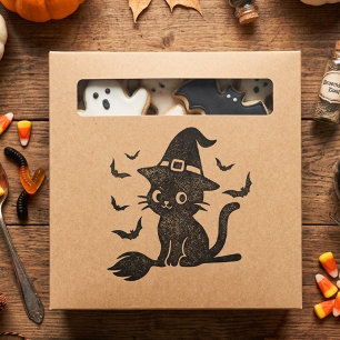 Tampons Encreurs Mignon Chat Noir Surnaturel Sorcière Balai