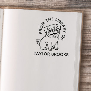 Tampons Encreurs Mignon dessin au trait de carlin de la bibliothèqu
