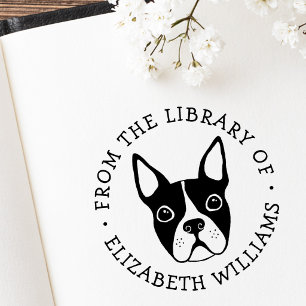 Tampons Encreurs Mignon terrier de Boston de la bibliothèque du nom