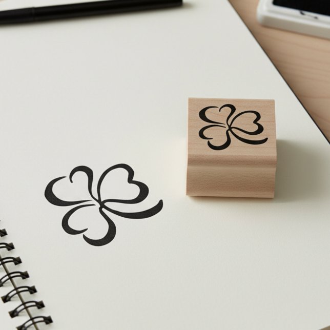 Tampons Encreurs Mini timbre Trèfle Chanceux (Clover leaf mini stamp. For arts and crafts or to use as a loyalty card stamp.)