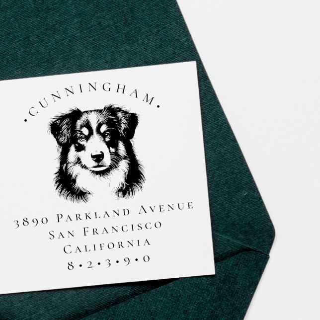 Tampons Encreurs Miniature American Shepherd Pet Dog Adresse de ret (Créateur téléchargé)