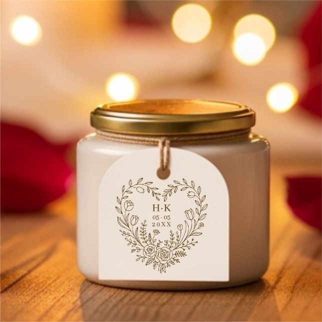 Tampons Encreurs Minimal Boho Floral Heart-Shape Wedding Bouquet (Minimalist Stylish Boho Floral Heart-Shape Wedding Bouquet of Tulips, Roses, Branches.)