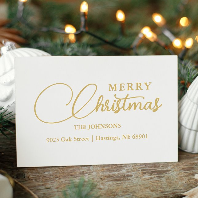 Tampons Encreurs Minimalist Modern Merry Christmas Family Address (Minimalist Modern Merry Christmas Family Address Rubber Stamp Transform your holiday correspondence.)