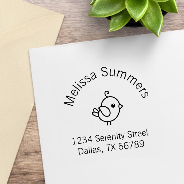 Tampons Encreurs Minuscule Cartoon Bird Arch Adresse (Créateur téléchargé)