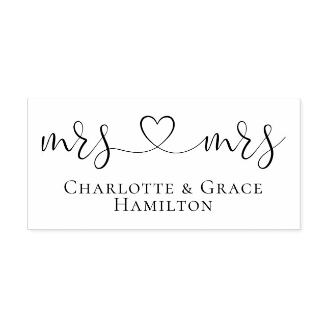 Tampons Encreurs Mme Et Mme Elegant Scroll Heart Texte Mariage gay (Impression)