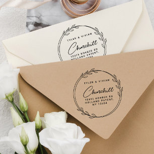 Tampons Encreurs Moden Minimaliste Wreath Couple Adresse de retour