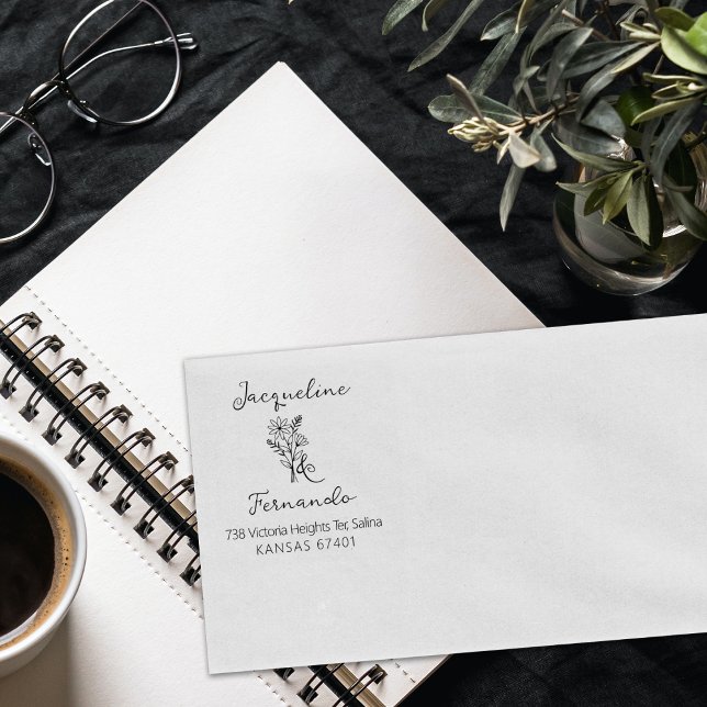 Tampons Encreurs Modern Calligrapy Fleur sauvage Daisy Adresse de r (Créateur téléchargé)