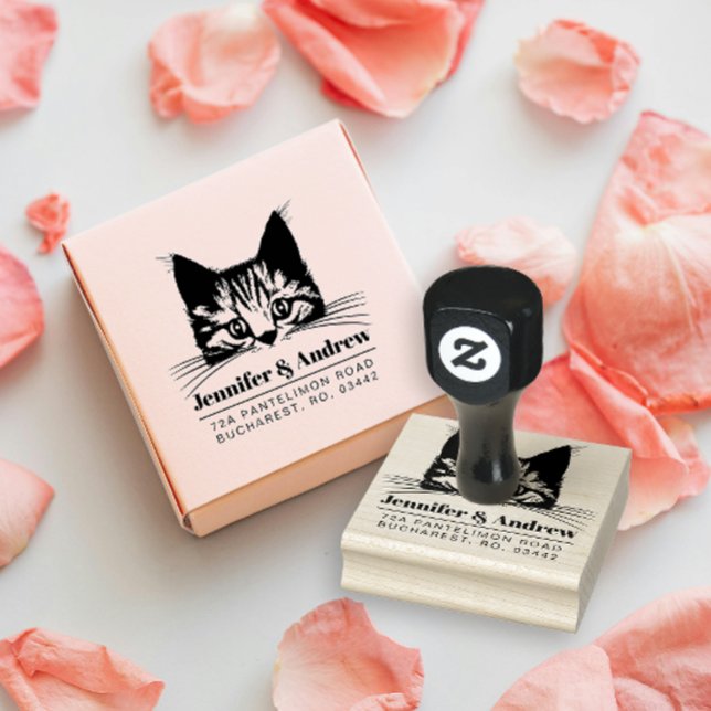 Tampons Encreurs Modern Cat Family Adresse de retour (Créateur téléchargé)