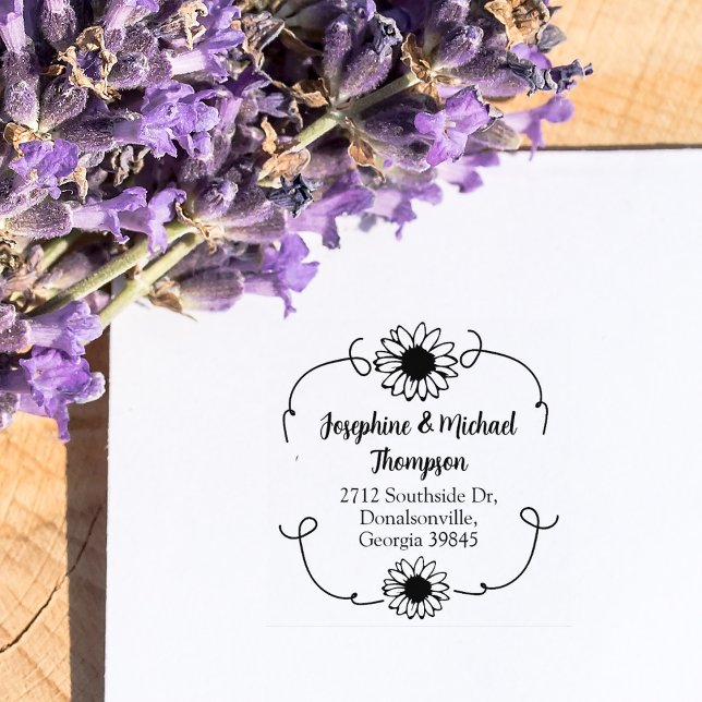 Tampons Encreurs Modern Daisy Adresse de retour (Créateur téléchargé)