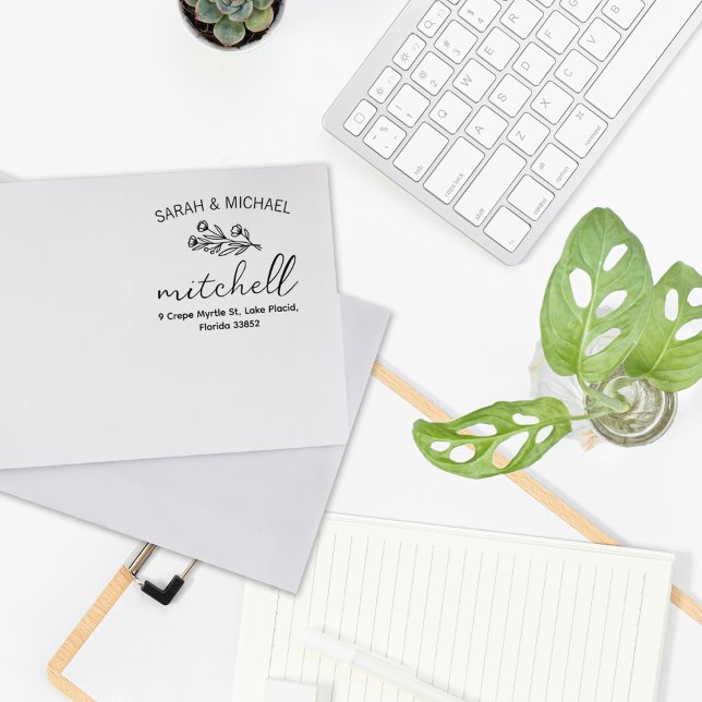 Tampons Encreurs Modern Floral Couple Adresse de retour (Créateur téléchargé)