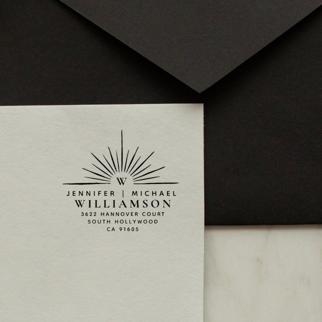 Tampons Encreurs Modern Married Couple Elegant Adresse de retour (Créateur téléchargé)