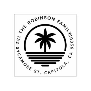 Tampons Encreurs Modern Palm Tree Silhouette Family Adresse de reto