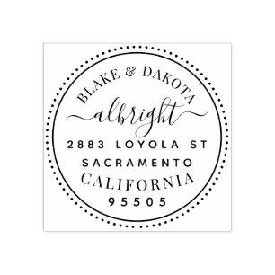 Tampons Encreurs Modern Round Elegant Marié Couple Adresse