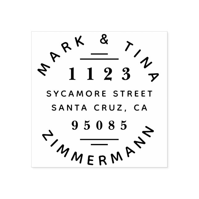 Tampons Encreurs Modern Round Married Couple Nom Adresse de retour (Impression)