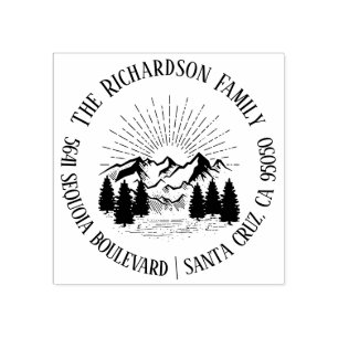 Tampons Encreurs Modern Rustic Mountains Nom de famille Adresse de 