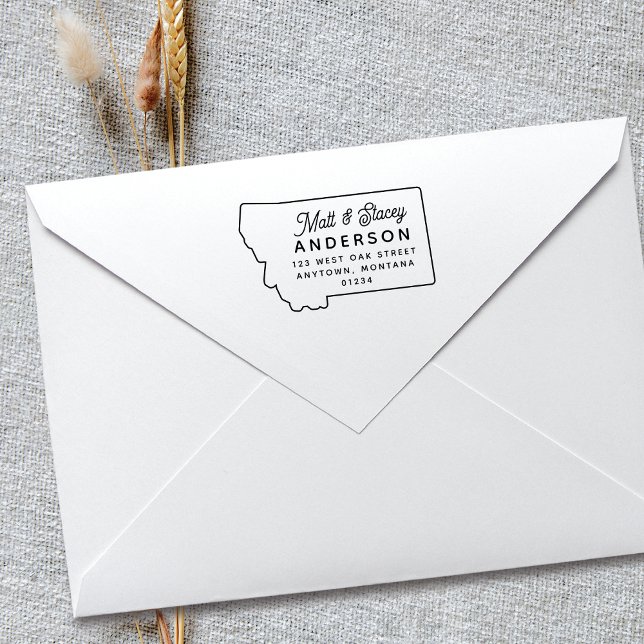 Tampons Encreurs Modern Simple Chic MONTANA State Return Adresse (Créateur téléchargé)