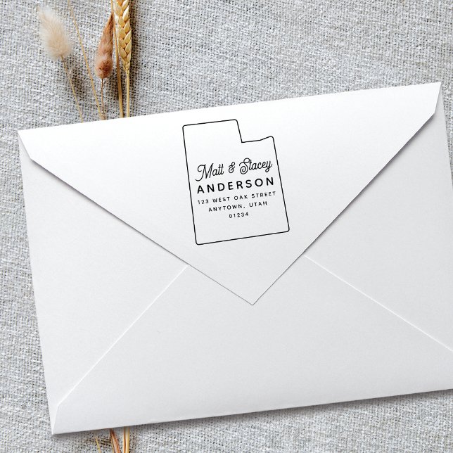 Tampons Encreurs Modern Simple Chic UTAH State Return Adresse (Créateur téléchargé)