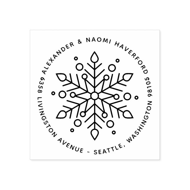 Tampons Encreurs Modern Snowflake Noël Adresse de retour (Impression)