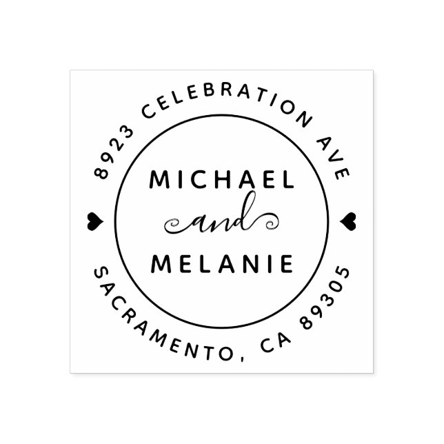 Tampons Encreurs Modern Swils Mariage Round Return Adresse (Impression)