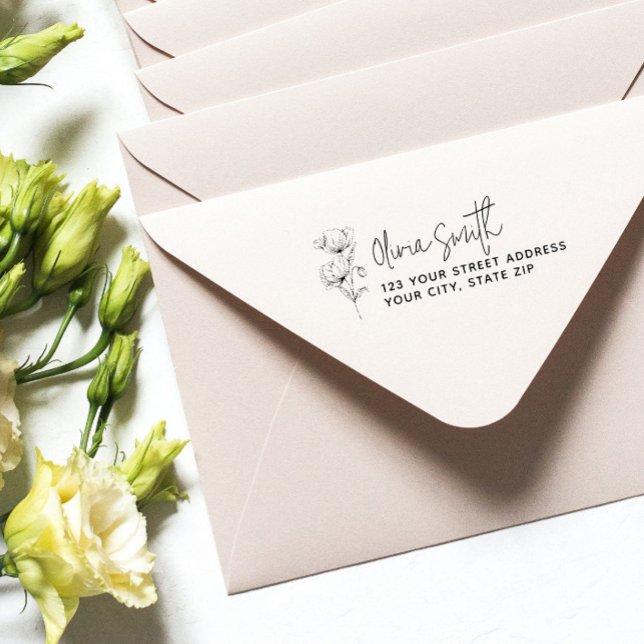 Tampons Encreurs Moderne élégante calligraphie Fleur Adresse de ret (Créateur téléchargé)
