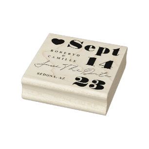 Tampons Encreurs Moderne Minimal Gras Imprimer Mariage Enregistrer