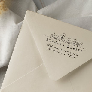 Tampons Encreurs Moderne minimaliste Floral Mariage Adresse de reto