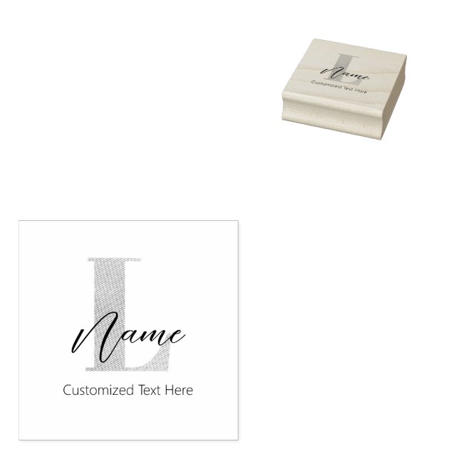 Tampons Encreurs Moderne Monogramme Initiale L & Nom Personnalisé (Tamponné)